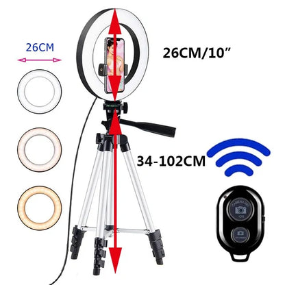 LED Selfie Ring Light Lamp Tripod Holder