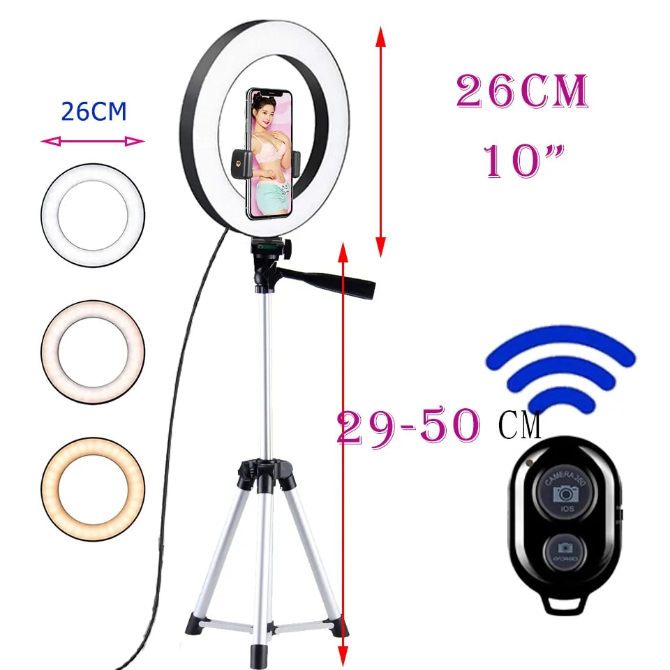 LED Selfie Ring Light Lamp Tripod Holder